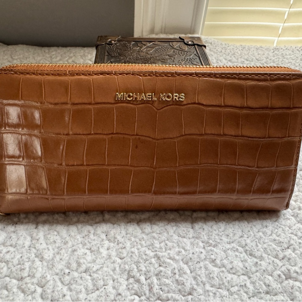 Michael Kors Brown Crocodile Embossed Wallet